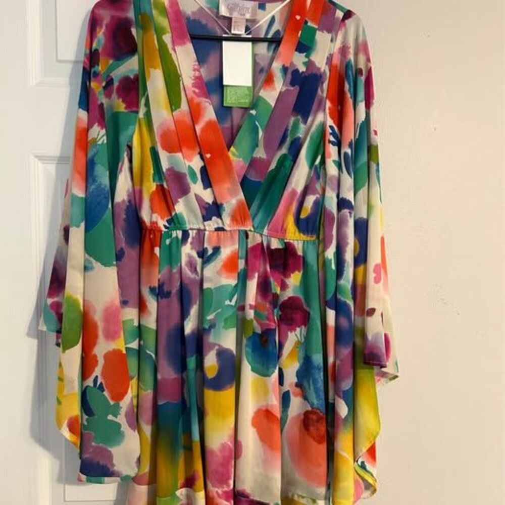 H&M Garden Collection Women’s Size 2 Watercolor Floral Kimono Sleeve Dress NWT